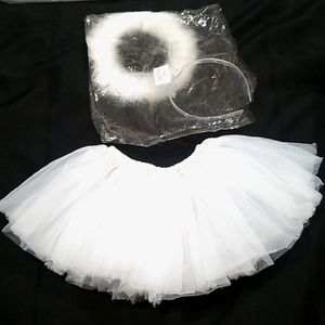 Toddler Girl Angel Set White Tutu Headband Wand